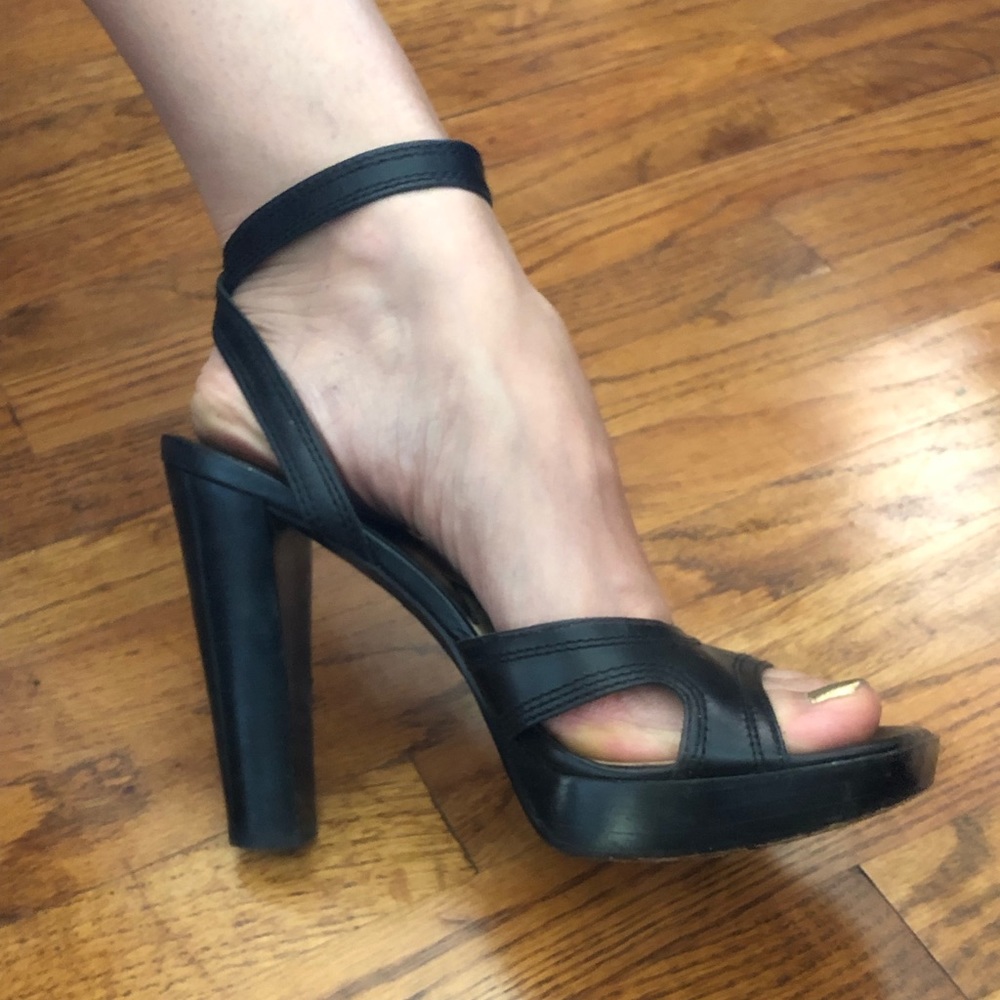 Michael Kors chunky heel black ankle strap Sandals